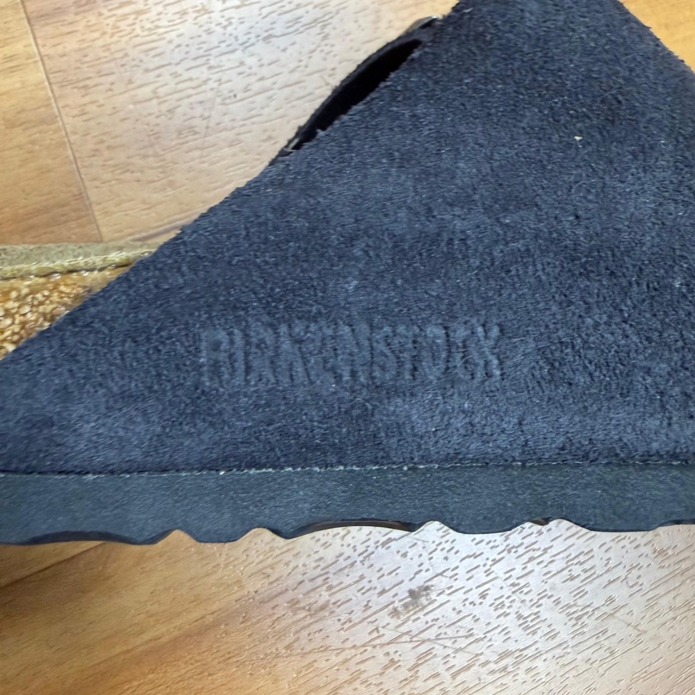 Birkenstock Arizona Black Suede Two Strap Slide Sandals Womens 38 L7 M5 - Picture 7 of 9